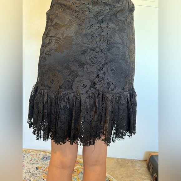 Size 6 Max and Cleo Lace black dress with ruffle detail. Fitted mini dress - Picture 7 of 12